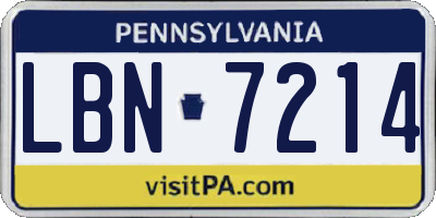 PA license plate LBN7214