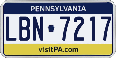 PA license plate LBN7217