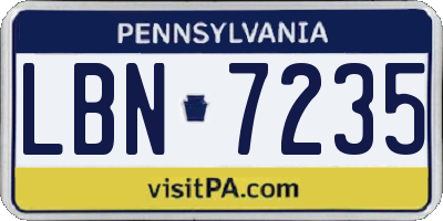 PA license plate LBN7235