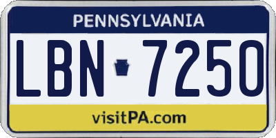 PA license plate LBN7250