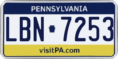 PA license plate LBN7253