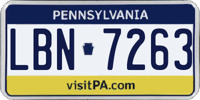 PA license plate LBN7263