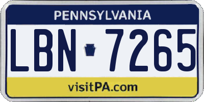 PA license plate LBN7265