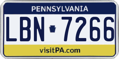 PA license plate LBN7266