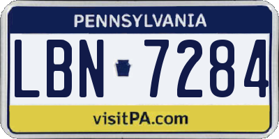 PA license plate LBN7284
