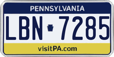 PA license plate LBN7285