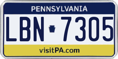 PA license plate LBN7305