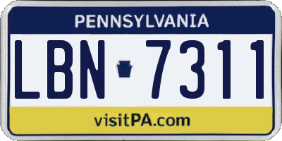 PA license plate LBN7311