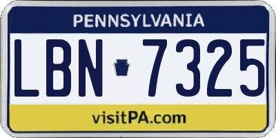PA license plate LBN7325