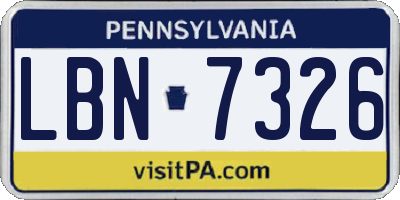 PA license plate LBN7326