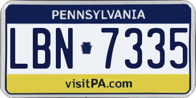PA license plate LBN7335