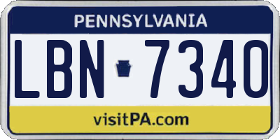 PA license plate LBN7340