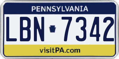PA license plate LBN7342