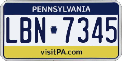 PA license plate LBN7345