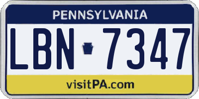 PA license plate LBN7347