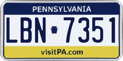PA license plate LBN7351