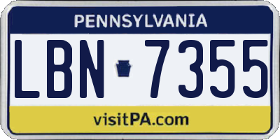 PA license plate LBN7355