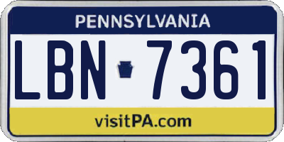 PA license plate LBN7361