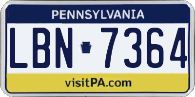 PA license plate LBN7364