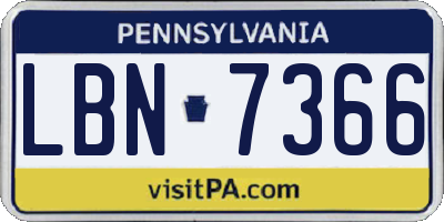 PA license plate LBN7366