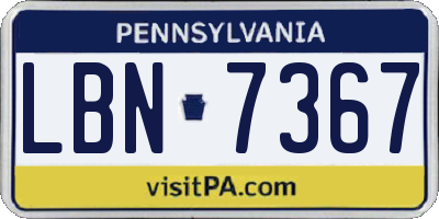 PA license plate LBN7367