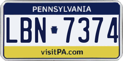 PA license plate LBN7374