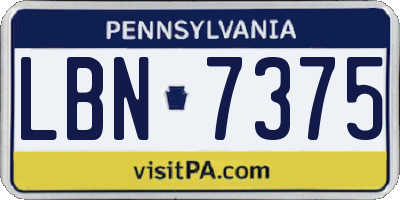 PA license plate LBN7375