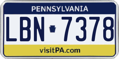 PA license plate LBN7378
