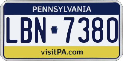 PA license plate LBN7380