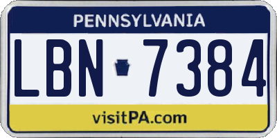 PA license plate LBN7384