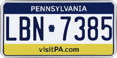 PA license plate LBN7385