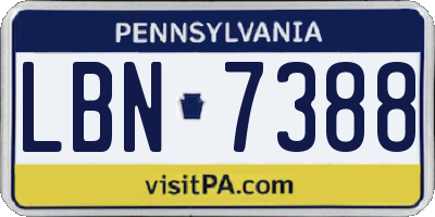 PA license plate LBN7388