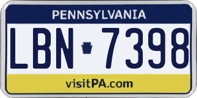 PA license plate LBN7398