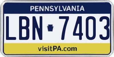 PA license plate LBN7403