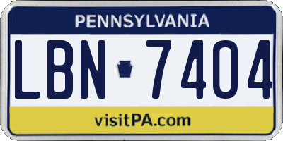 PA license plate LBN7404