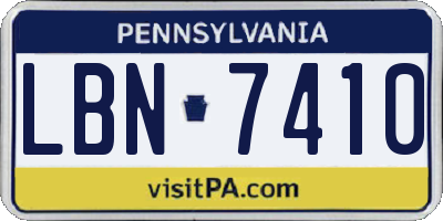 PA license plate LBN7410