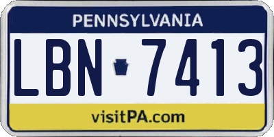 PA license plate LBN7413
