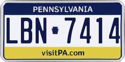 PA license plate LBN7414