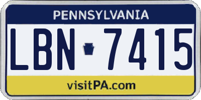 PA license plate LBN7415