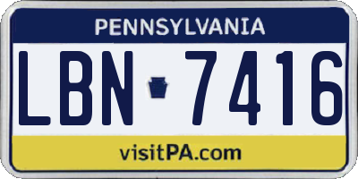 PA license plate LBN7416