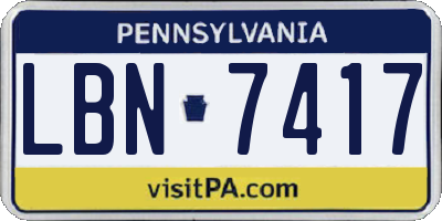 PA license plate LBN7417