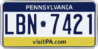 PA license plate LBN7421