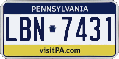 PA license plate LBN7431