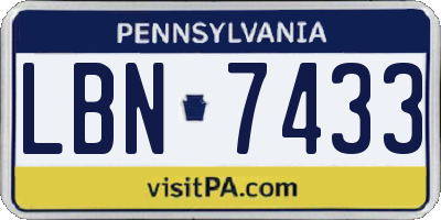 PA license plate LBN7433