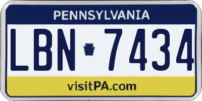 PA license plate LBN7434