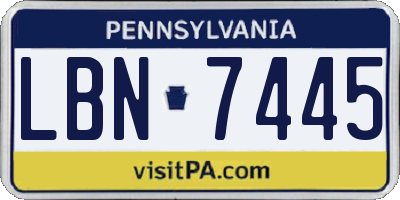 PA license plate LBN7445