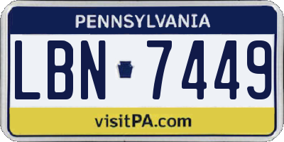 PA license plate LBN7449
