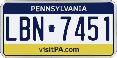 PA license plate LBN7451