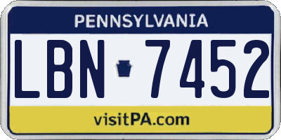 PA license plate LBN7452