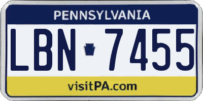PA license plate LBN7455